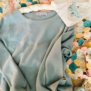 Blue Tunic, Vintage, Nubby Texture, Plus Size, Soft Blue